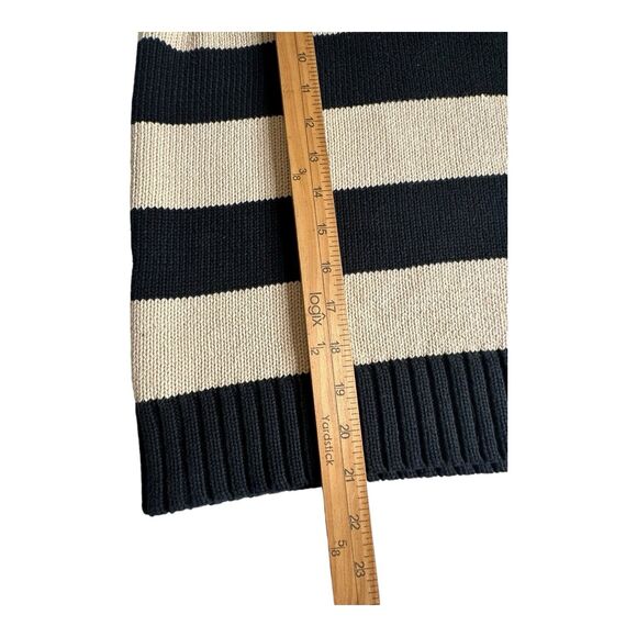 Evan Picone L Sweater‎ Vest 100% Cotton Knit Black Beige Wide Striped Wo… - Picture 8 of 11